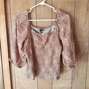 Jessica Simpson Leopard Print Puff Sleeve Blouse Women’s Size XL